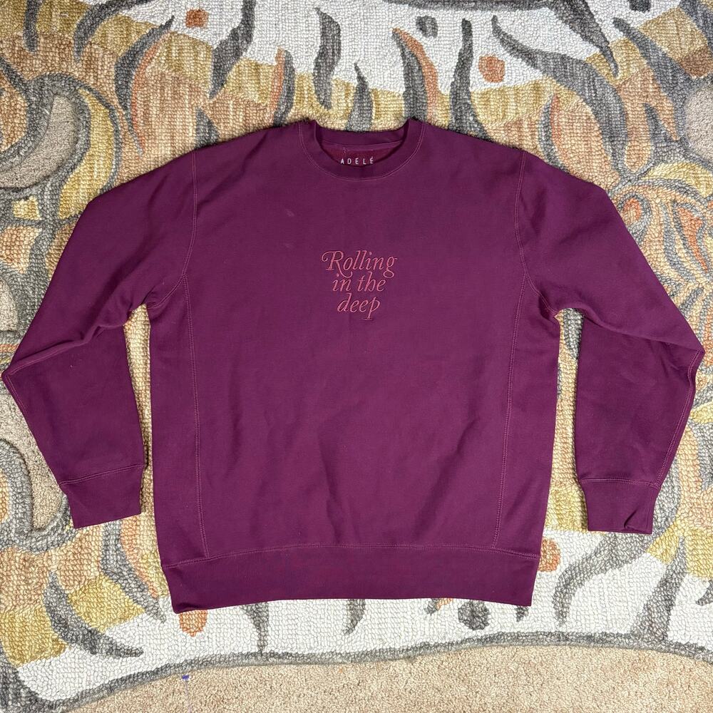 Adele‎ Sweater Men’s Sz XL Burundy Rolling in the Deep Music Cozy Sweathirt